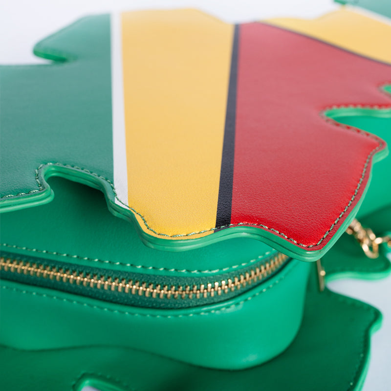 flag bag, cultural fashion, patriotic accessories, statement handbag, travel tote, unique designer bag, luxury flag bag, Caribbean pride, African heritage bag, national flag purse, ethnic fashion, vibrant handbags, bold fashion statement, handcrafted bags, cultural identity fashion, exclusive designer bags, Guyana handbag, Guyana pride bag, Guyana flag purse, green gold and red bag, Guyanese fashion, South America flag bag, Guyana accessories
