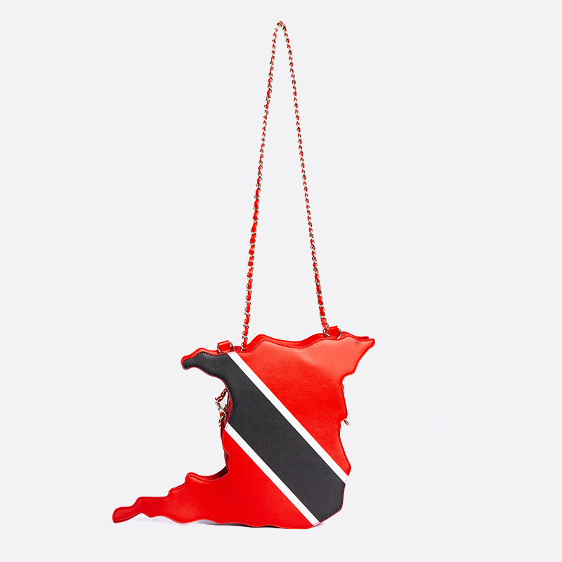 flag bag, cultural fashion, patriotic accessories, statement handbag, travel tote, unique designer bag, luxury flag bag, Caribbean pride, African heritage bag, national flag purse, ethnic fashion, vibrant handbags, bold fashion statement, handcrafted bags, cultural identity fashion, exclusive designer bags, Trinidad handbag, Trini pride bag, Trinidad and Tobago purse, red black and white bag, Trinbago fashion, Caribbean flag bag, soca fashion