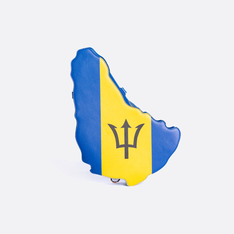 flag bag, cultural fashion, patriotic accessories, statement handbag, travel tote, unique designer bag, luxury flag bag, Caribbean pride, African heritage bag, national flag purse, ethnic fashion, vibrant handbags, bold fashion statement, handcrafted bags, cultural identity fashion, exclusive designer bags, Barbados handbag, Bajan flag purse, blue yellow and black bag, Barbados heritage bag, Trident fashion, Crop Over festival bag, Bridgetown accessories