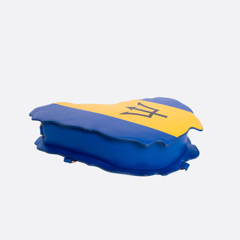 flag bag, cultural fashion, patriotic accessories, statement handbag, travel tote, unique designer bag, luxury flag bag, Caribbean pride, African heritage bag, national flag purse, ethnic fashion, vibrant handbags, bold fashion statement, handcrafted bags, cultural identity fashion, exclusive designer bags, Barbados handbag, Bajan flag purse, blue yellow and black bag, Barbados heritage bag, Trident fashion, Crop Over festival bag, Bridgetown accessories